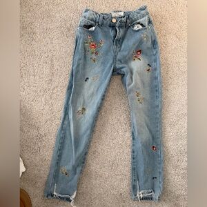 Floral Embroidered Straight Leg Jeans